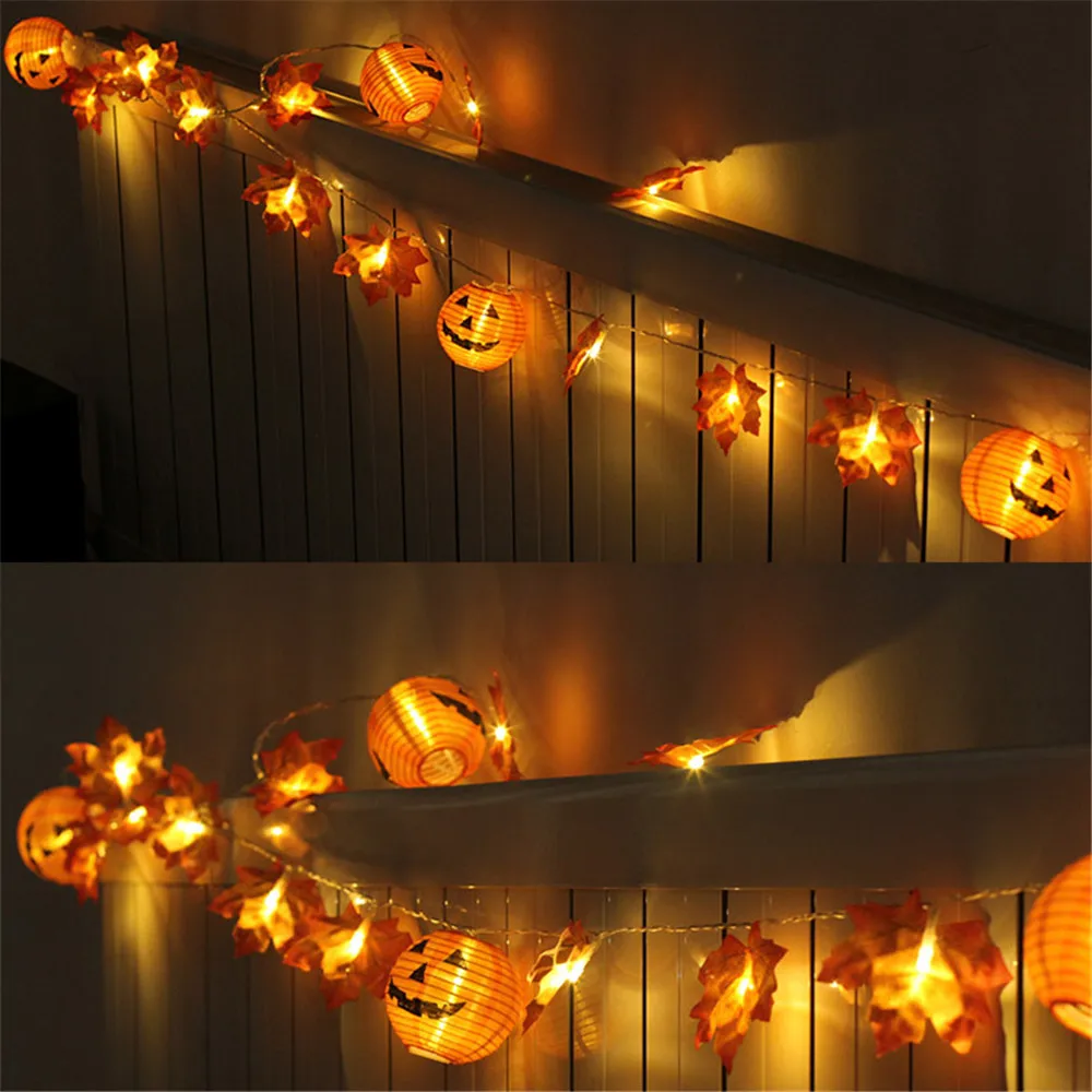 10/20 LED Tök Maple Leaf String Fények 3D Halloween Pumpkin Garland Lámpák, Karácsony, Halloween, Hálaadás Őszi Dekoráció