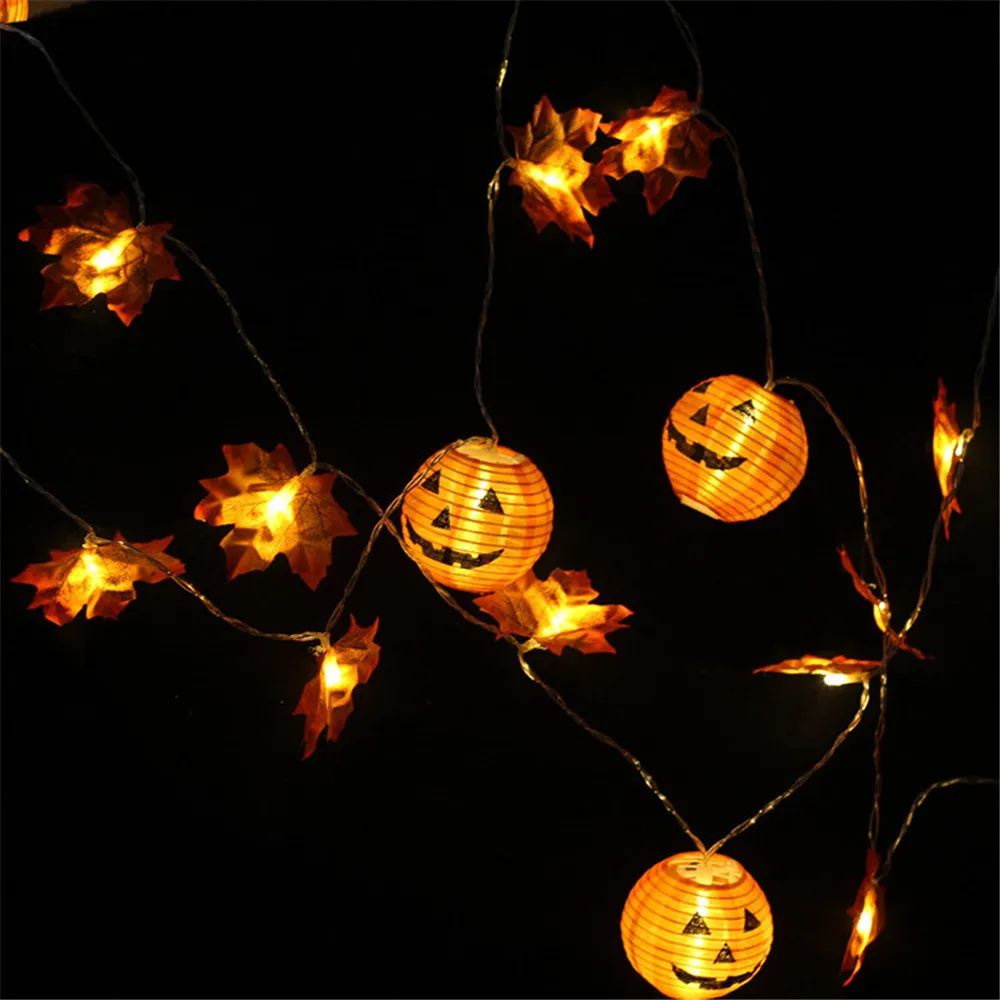 10/20 LED Tök Maple Leaf String Fények 3D Halloween Pumpkin Garland Lámpák, Karácsony, Halloween, Hálaadás Őszi Dekoráció Kép 2 
