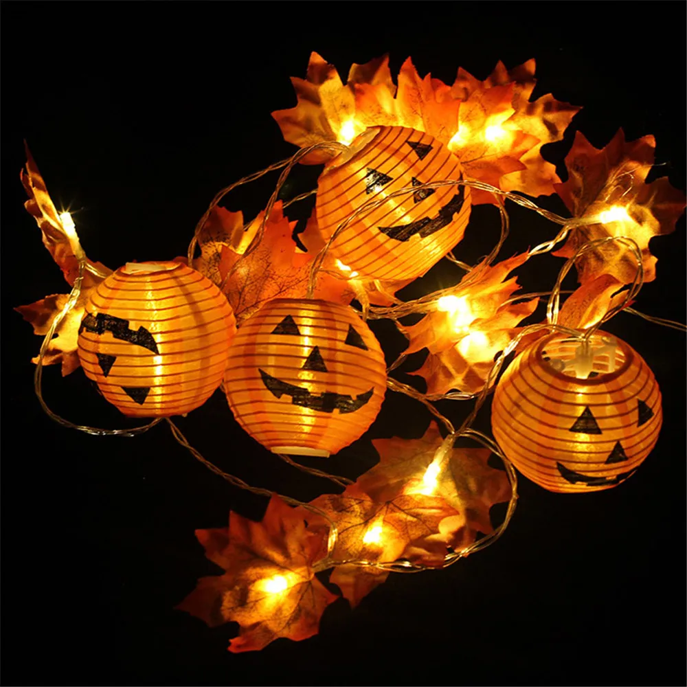 10/20 LED Tök Maple Leaf String Fények 3D Halloween Pumpkin Garland Lámpák, Karácsony, Halloween, Hálaadás Őszi Dekoráció Kép 3 