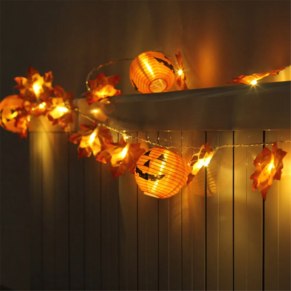 10/20 LED Tök Maple Leaf String Fények 3D Halloween Pumpkin Garland Lámpák, Karácsony, Halloween, Hálaadás Őszi Dekoráció Kép 4 