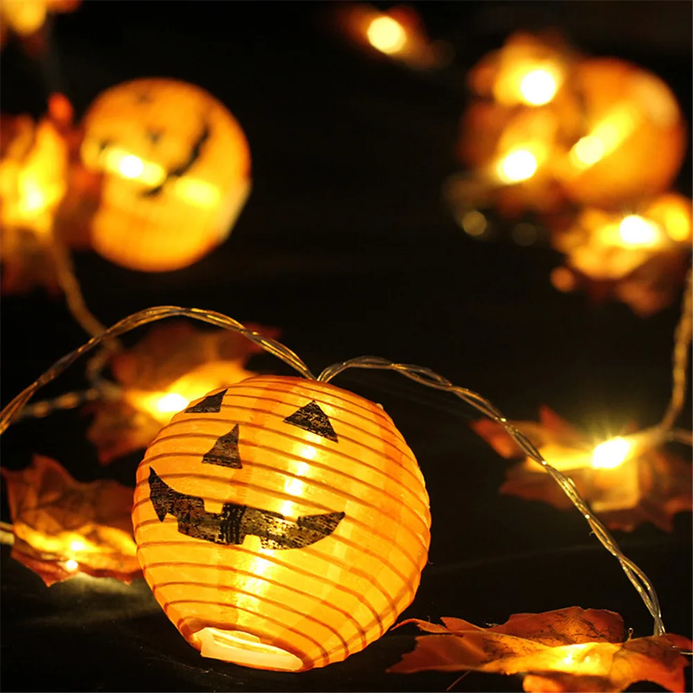10/20 LED Tök Maple Leaf String Fények 3D Halloween Pumpkin Garland Lámpák, Karácsony, Halloween, Hálaadás Őszi Dekoráció Kép 5 