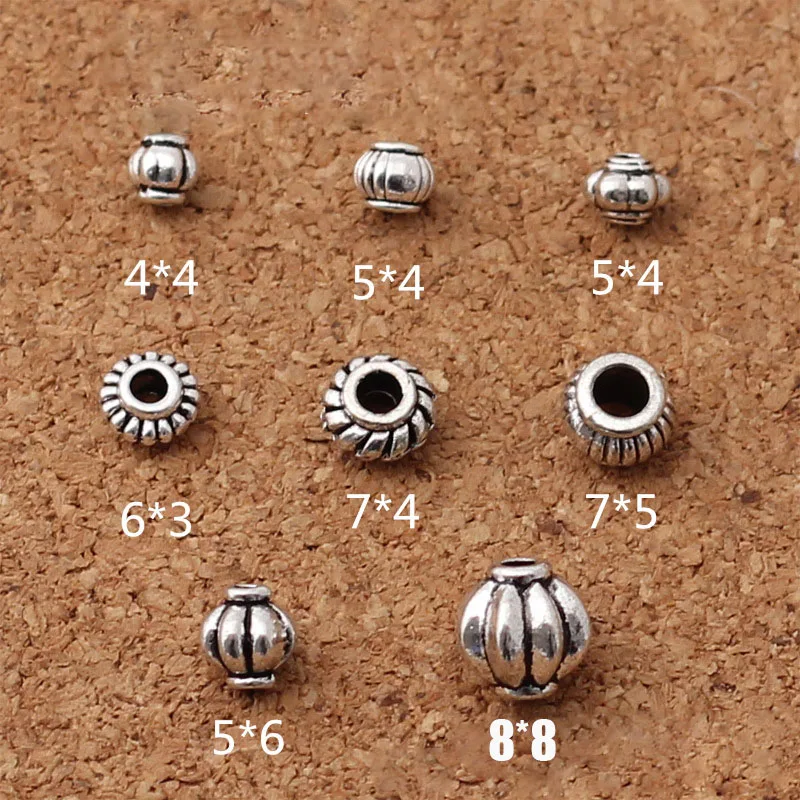 50pcs/sok Tibeti Ezüst Lámpás Design Fém Gyöngyök 4-8mm Kézműves Dísz Varázsa Távtartó Gyöngyök DIY Ékszer Készítés Karkötő Kép 2 