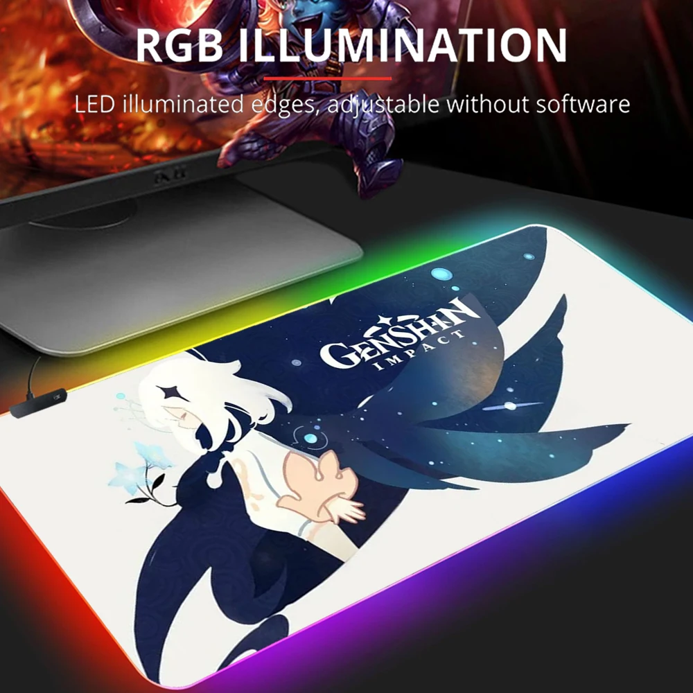 RGB LED Gaming Mouse Pad Mousepad Király Mause Pad Billentyűzet Asztal Szőnyeg Játék Gumi Nem-csúszásmentes Mouse Mat Gamer Genshin Hatása 90x30CM