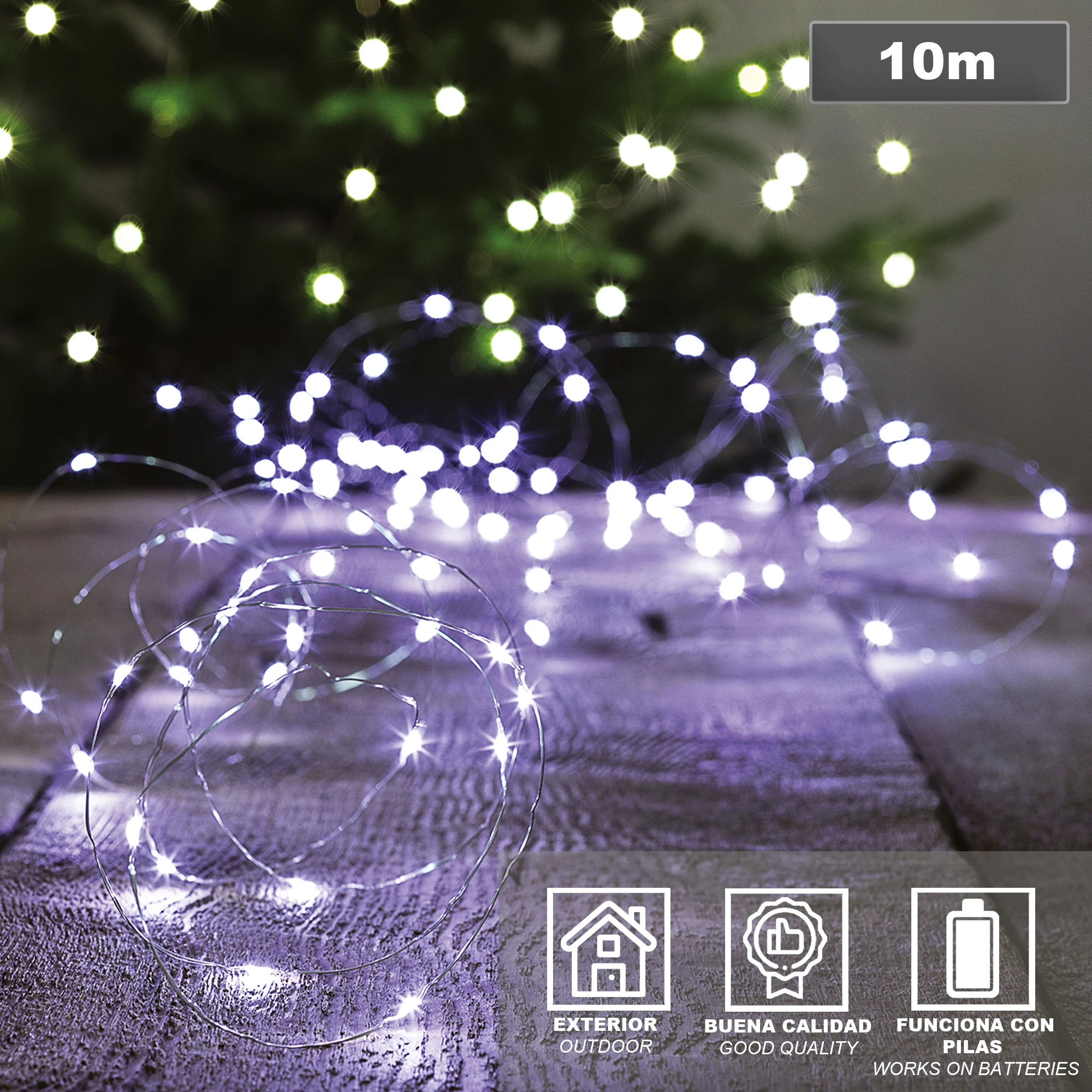 LED Karácsonyi fények, hideg fény, 8 funkció, 10 méter Kép 1 