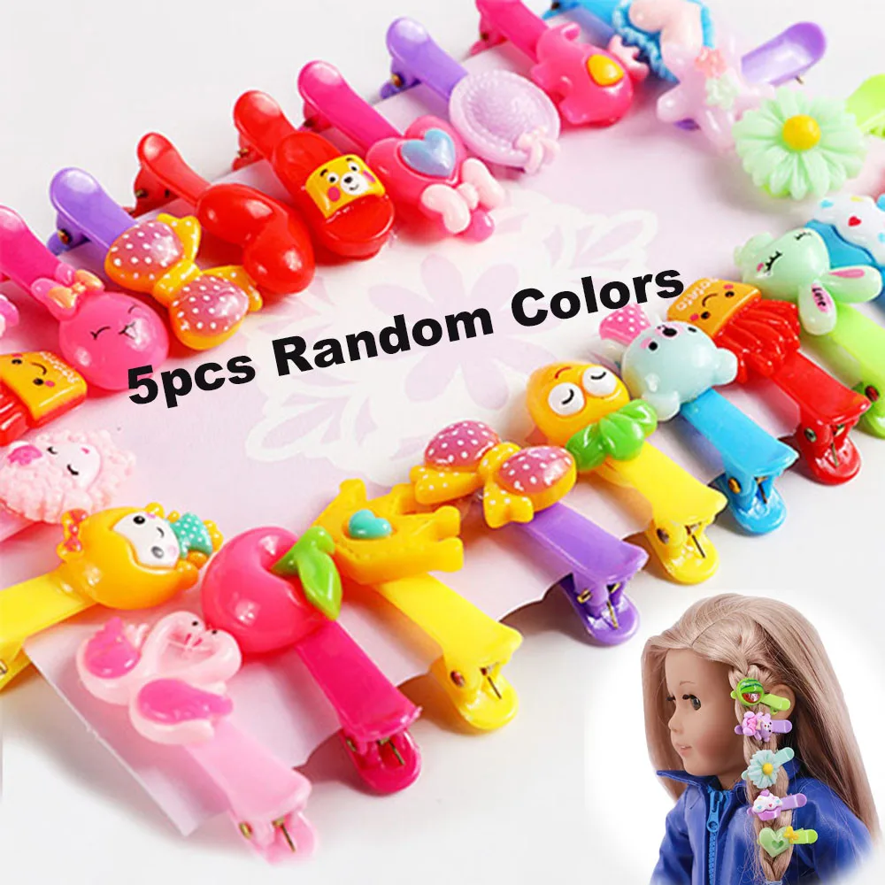 5DB Mini Aranyos Műanyag kapcsot, Mind a Baba Haját, Hajtű Dekoratív Headwears A Babák DIY Játékok Lányoknak Random Candy Színek
