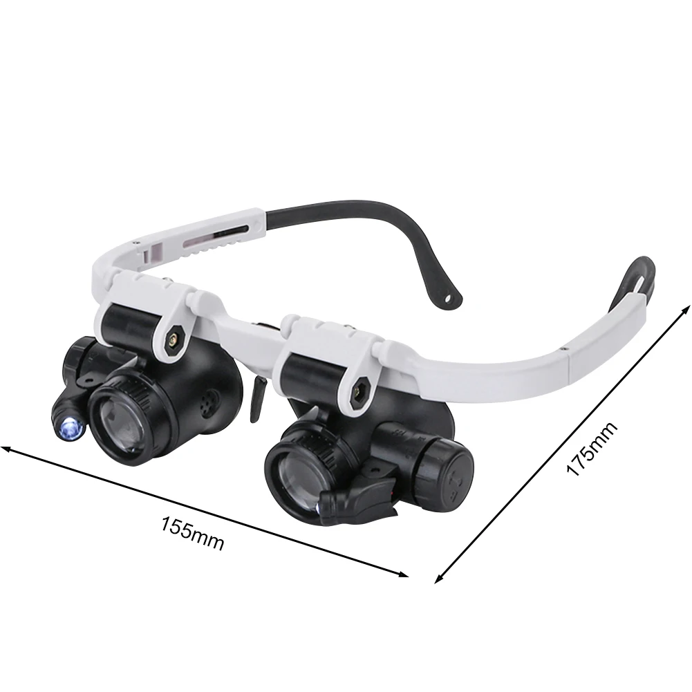 Teleszkópos Nagyító Szemüveg Loupes 2 LED Hordozható Megfigyelés Nagyító Szemüveg Olvasás Ékszerészek Órás Kép 5 