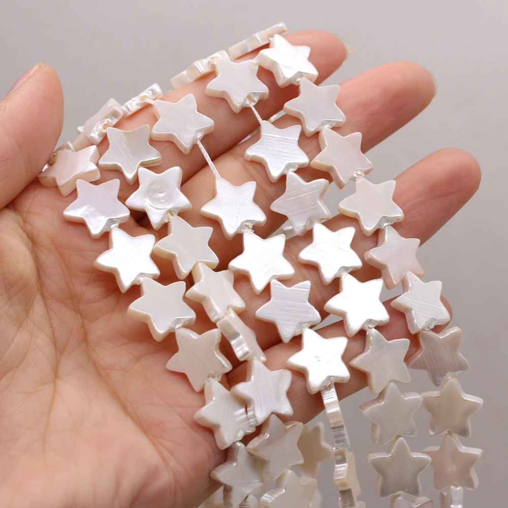 Természetes Shell Fehér Gyöngy Pentagram Gyöngyök 8-15mm Ékszerek Készítése Nyaklánc Karkötő Kiegészítők Ajándék Nőknek
