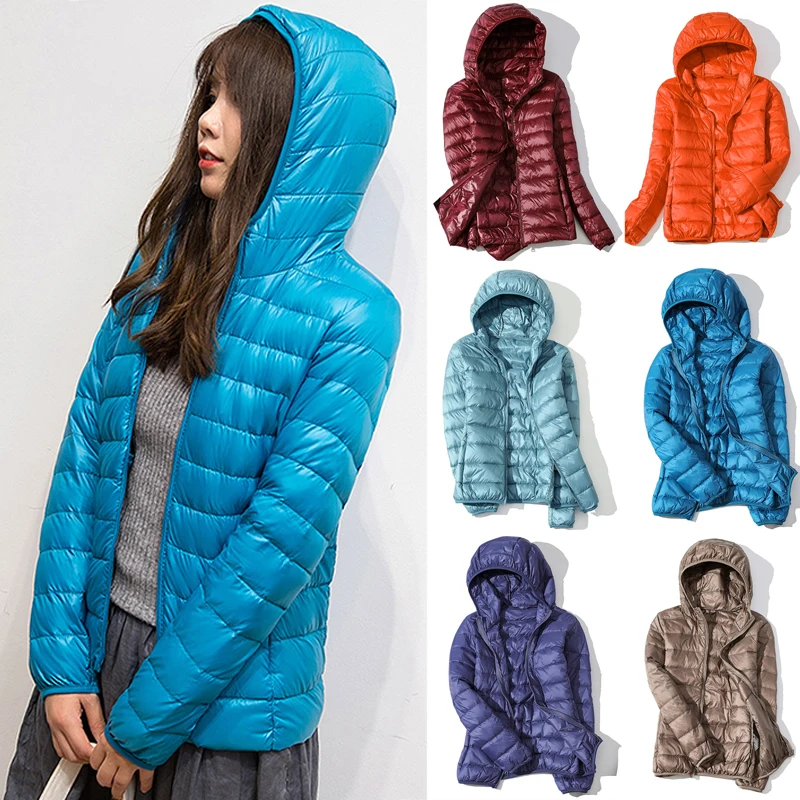 Női Kabát Őszi Téli Meleg Kapucnis Kabát Hölgy Ultrakönnyű Steppelt Gömbhal Kabát Női Szélálló Kabát