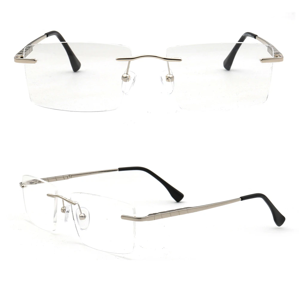 A férfiak Téglalap alakú Keret nélküli Szemüveg Keret, a Férfiak Tér Üzleti Fém Optikai Szemüveg Keretek Fény Szemüveg Arany Ezüst Fekete