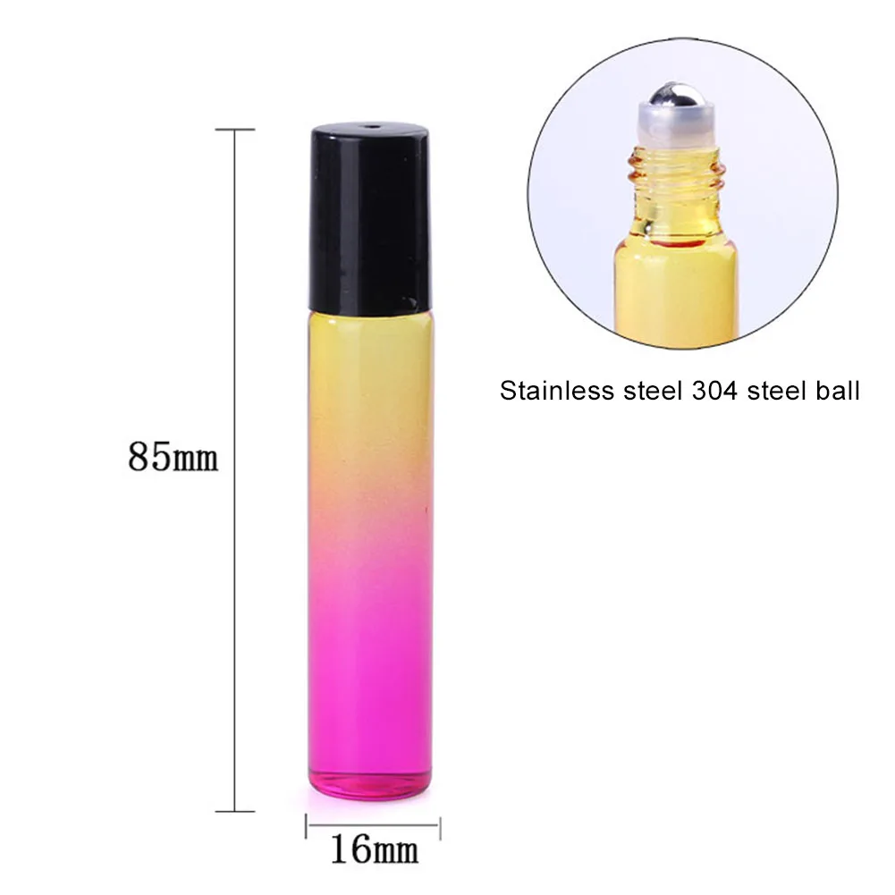 5db/Készlet 10ml Roiierbaii Többszínű Színátmenetes Üres illóolaj Parfümös Üveg Roll Parfüm Aromaterápiás Kép 5 
