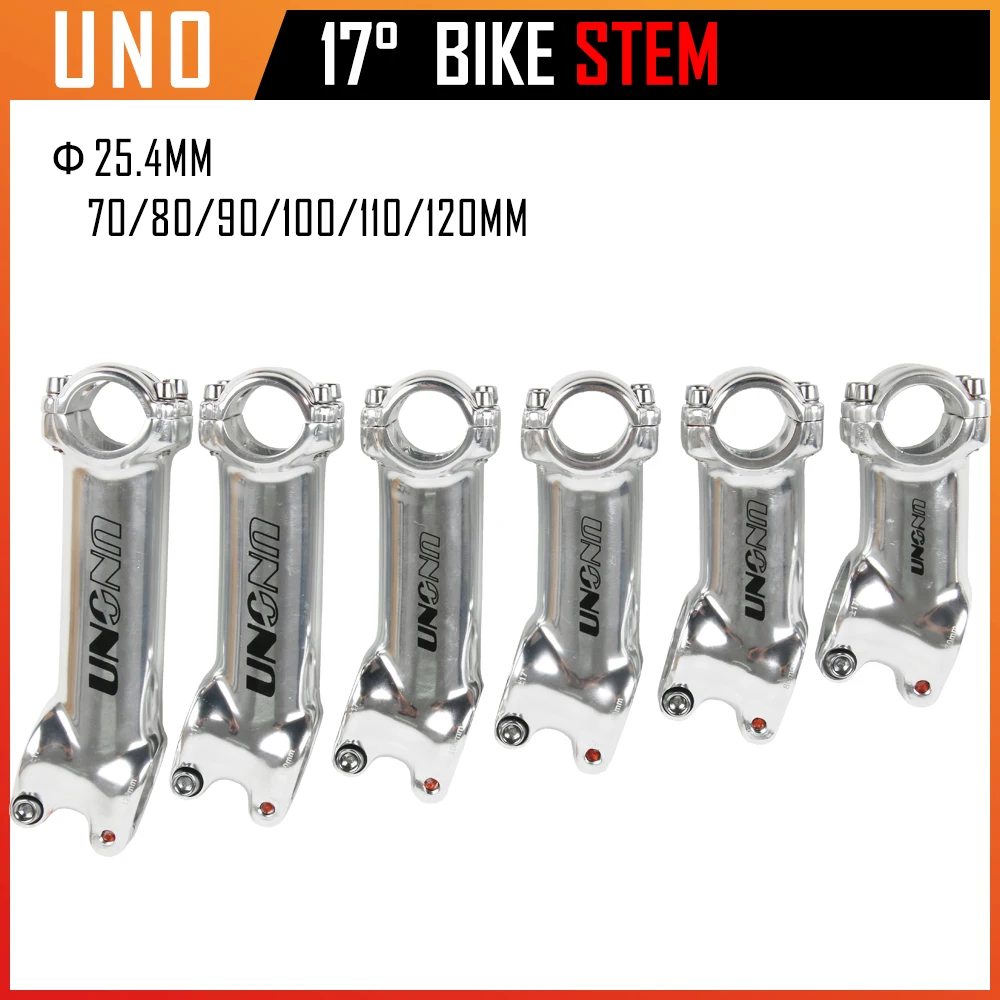UNO Alumínium Országúti Kerékpár Szár 17 Fokos Ezüst Ultrakönnyű Kerékpár Kormány Szár 25.4 mm MTB Hatalom Kerékpár Alkatrészek Felszálló Szár