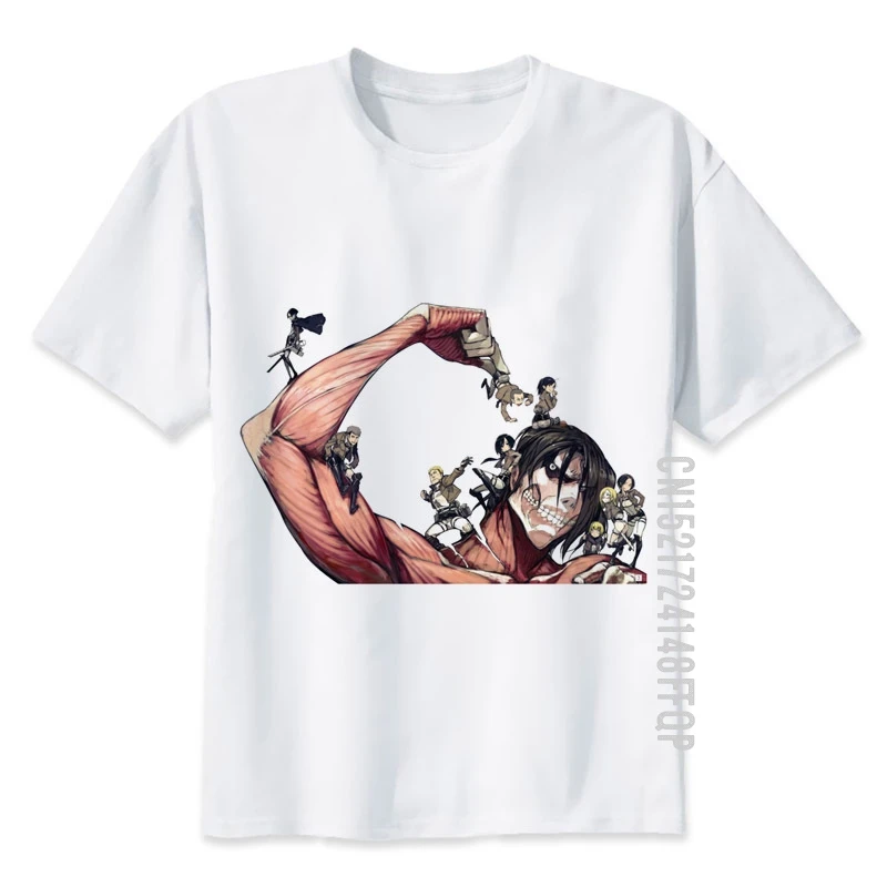 Shingeki No Kyojin Póló Férfi TÁMADÁS TITÁN T-shirt O Nyak 100% Pamut TShirt Vicces Japán Anime Márkás Felsők Pólók