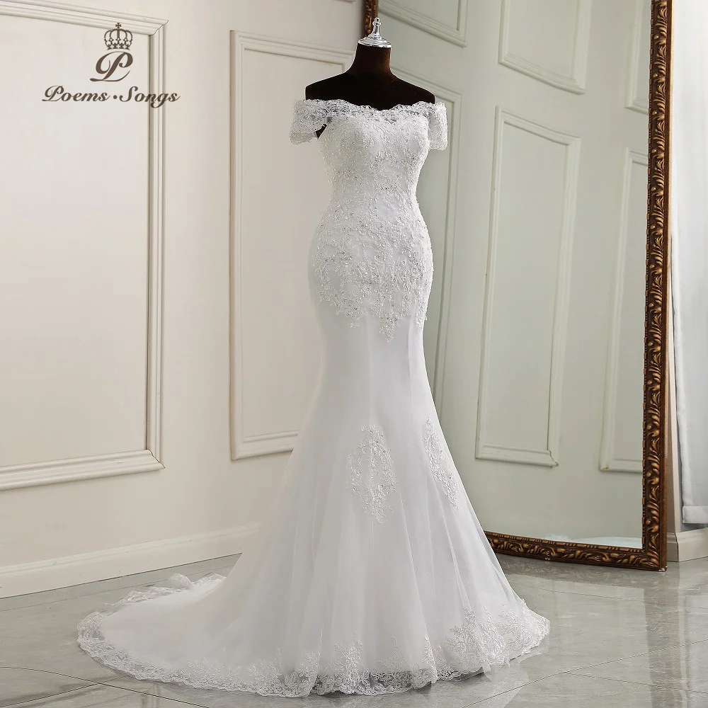 Elegáns ruhák, a nők esküvő party ruha sellő esküvői ruhák házasság fehér ruha vestidos de novia Menyasszony ruhák Kép 2 