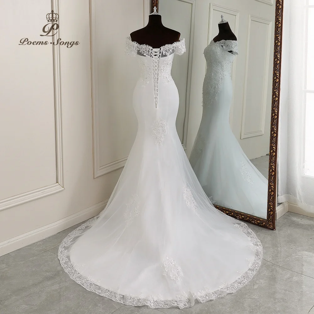 Elegáns ruhák, a nők esküvő party ruha sellő esküvői ruhák házasság fehér ruha vestidos de novia Menyasszony ruhák Kép 4 