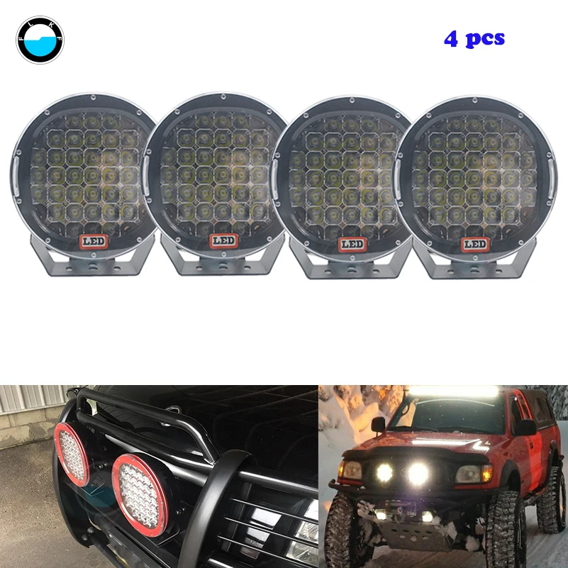 4 X 185w 9inch Piros/Fekete kerek led-es távolsági fény Helyszínen Offroad LED Bar A 4WD 4x4-es Autó, Teherautó, Pótkocsi SUV Hajó ATV.