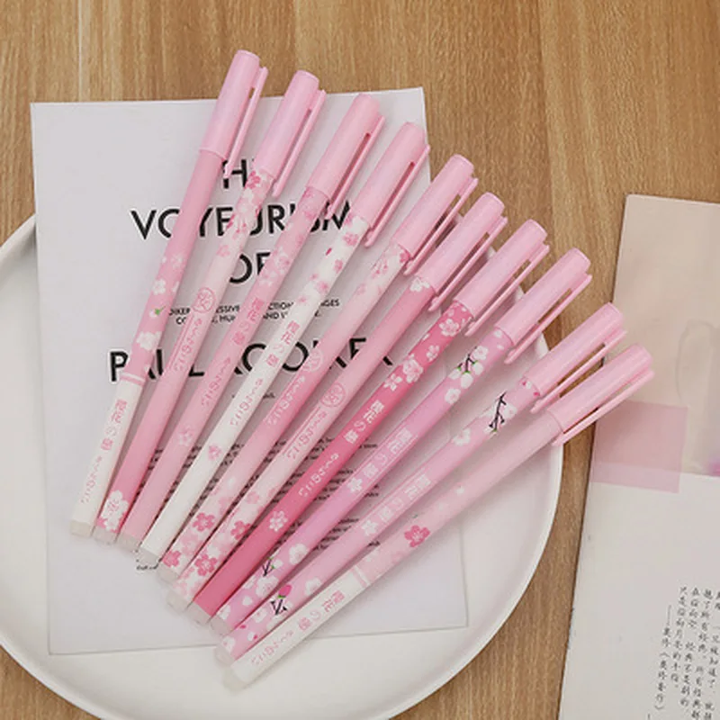 1db Sakura Törölhető Pen 0,5 mm Kreatív Diák Zselés Toll Újdonság Írószer Aranyos Tollakat Kék Aláírás Toll Kawaii Iskolai felszerelés