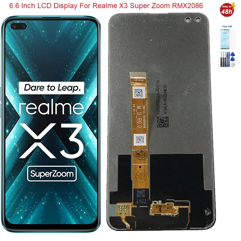 6.6 Hüvelykes Kijelző Realme X3 Super Zoom LCD Kijelző érintőképernyő Digitalizáló A Realme X3 SuperZoom RMX2086 LCD Kijelző