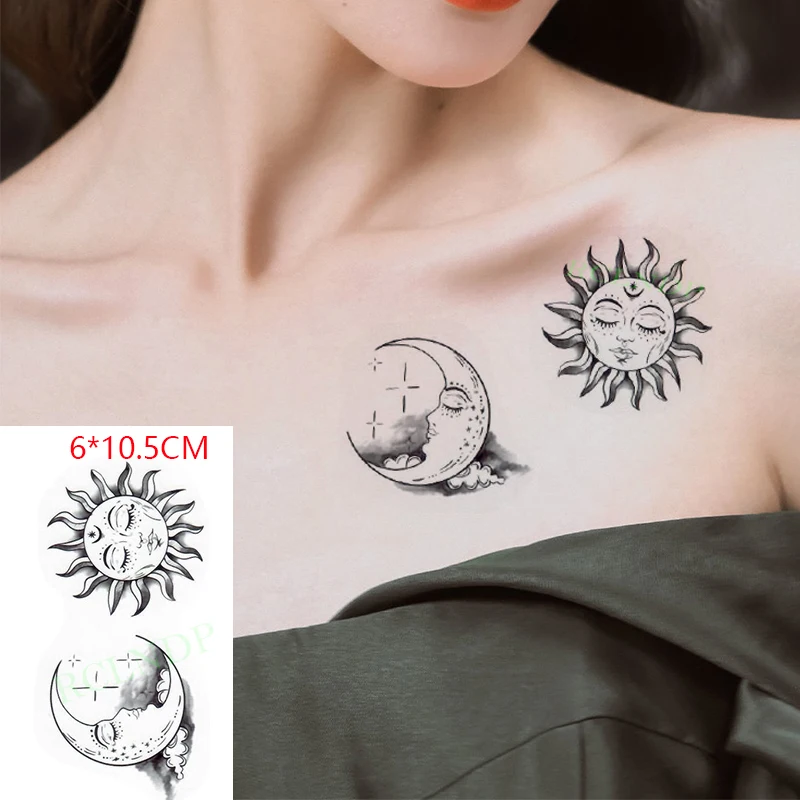 Vízálló Ideiglenes Tetoválás Matrica ins Nap, hold aranyos Body Art flash tetoválás hamis tatto a Nők, Férfiak
