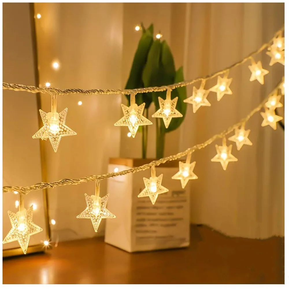 120 LED 10M Csillag fényfüzér Ragyogj Füzér EU Plug Karácsonyi Lámpa Ünnep, Karácsonyi Party Esküvői Dekorációs Fények Tündér