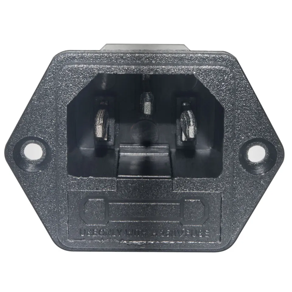 AC 250V 15A w/ olvasztott jogosultja Panel Szerelt 3 Pin IEC 60320 C14 Belépő Férfi tápkábel Kép 1 