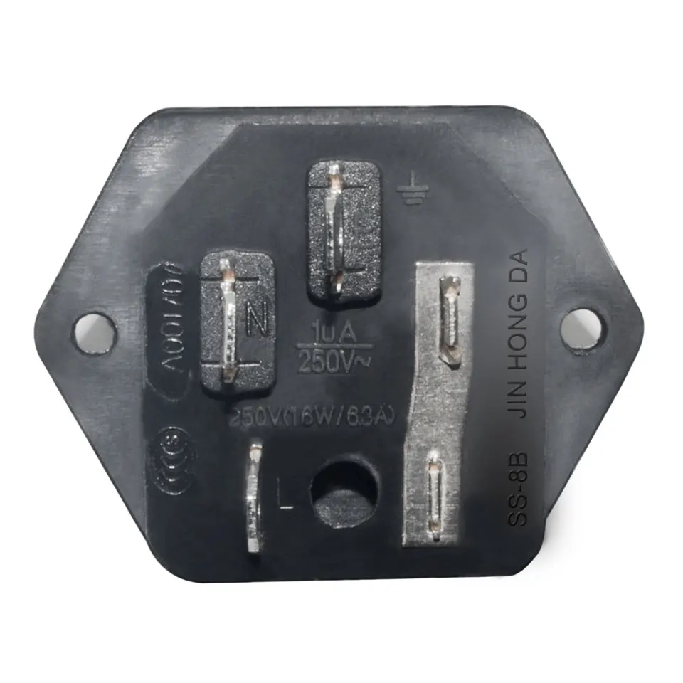 AC 250V 15A w/ olvasztott jogosultja Panel Szerelt 3 Pin IEC 60320 C14 Belépő Férfi tápkábel Kép 3 