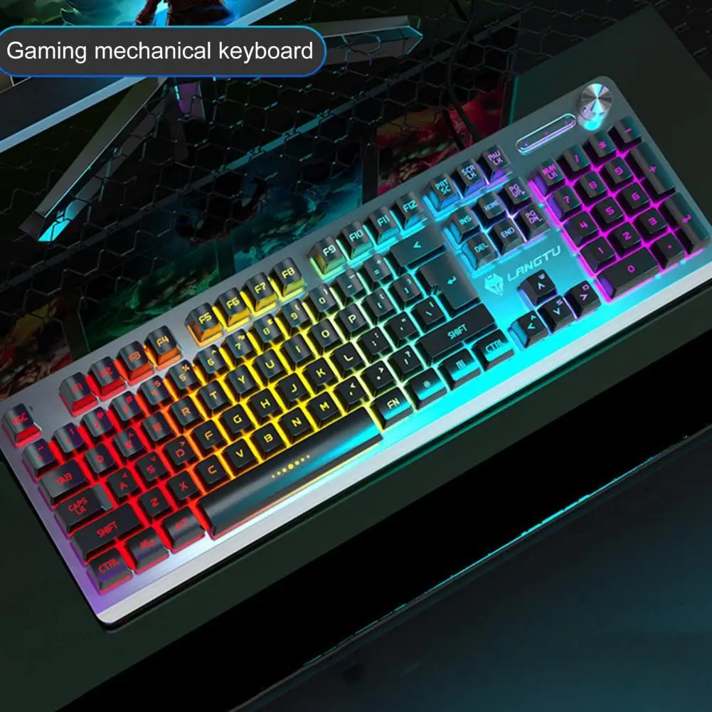 Világító Gaming Mechanikus Billentyűzet 104 Kulcsokat RGB LED-es Háttérvilágítás USB Vezetékes 1,5 M Keybord Vízálló Tablet Asztali